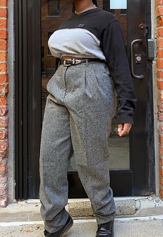 VINTAGE LIGHT GRAY WOOL PANTS (30)
