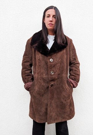 VINTAGE SUEDE SHEARLING COAT