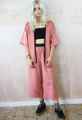 PINK VEGAN SUEDE PANTS & KIMONO CO-ORDINATES