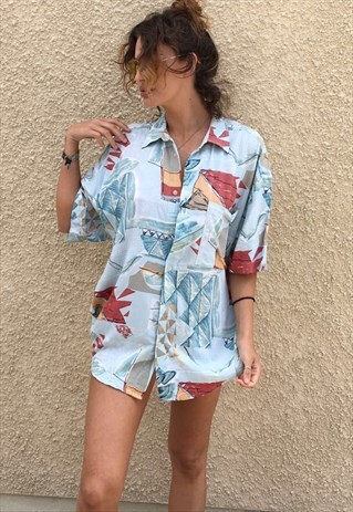 PATTERNED OVERSIZED RETRO VINTAGE UNISEX FESTIVAL SHIRT