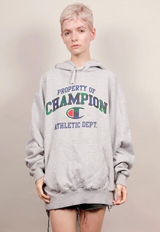 90'S VINTAGE CHAMPION ATHLETICS GREY HOODIE
