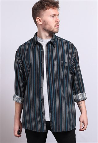VINTAGE CORDUROY CORD STRIPED SHIRT