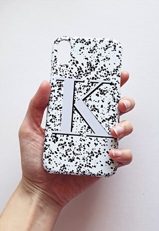 BLACK, WHITE AND GREY ALPHABET PERSONALISED PHONE CASE