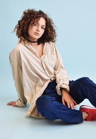90'S RETRO MINIMALIST CHECKED OVERSIZED SHIRT TOP