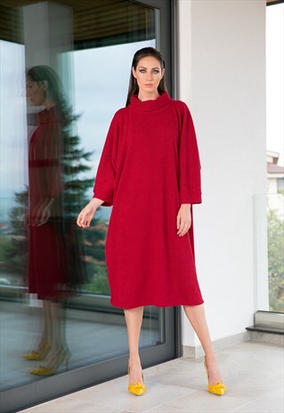 MAROON DRESS/ MAXI DRESS/ MIDI DRESS/ KNITTED DRESS/ FALL