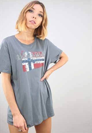 VINTAGE OVERSIZED GREY NAPAPIJRI T-SHIRT