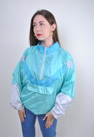 GREEN SPORT ANORAK JACKET, PATTERN FESTIVAL WINDBREAKER