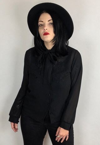 ST MICHAEL MARKS & SPENCER PUSSY BOW BLOUSE SIZE 10