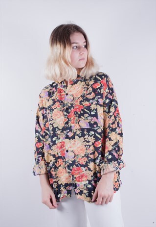 VINTAGE 80'S BOLD FLORAL BLOUSE