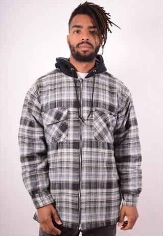DICKIES MENS VINTAGE JACKET LARGE BLUE CHECK 90S