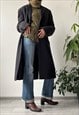 VINTAGE 00'S UNISEX NAVY BLUE CLASSIC BASIC WOOL COAT