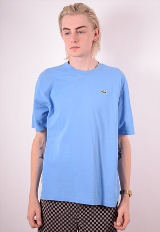 LACOSTE MENS VINTAGE T-SHIRT TOP MEDIUM BLUE 90S