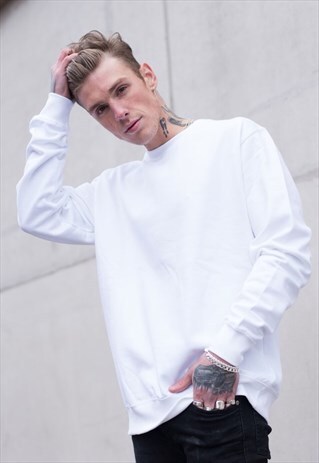 ESSENTIAL BLANK JUMPER PULLOVER SWEATER - WHITE