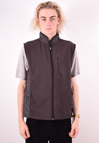 REEBOK MENS VINTAGE FLEECE GILET MEDIUM BLACK 90S