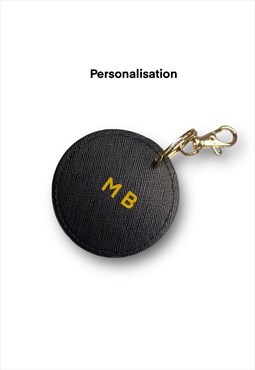 CIRCULAR  KEY chain CLIP BLACK personalised 