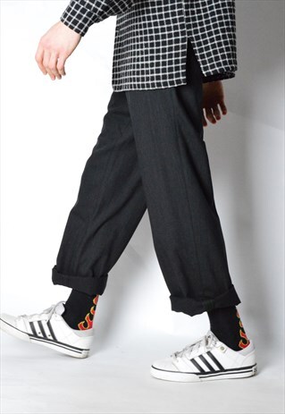 VINTAGE 90S DARK GREY MINIMALIST WOOL PANTS