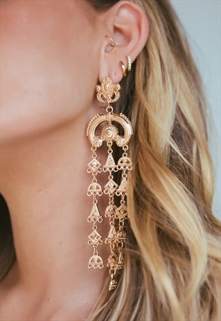 GOLD THREE TIER EARRINGS