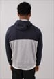 VINTAGE MEN'S ADIDAS NAVY GREY PULL OVER HOODIE