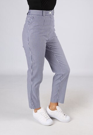 HIGH WAISTED TROUSERS CHECKED PRINT WIDE TAPERED 8 - 10 (25K