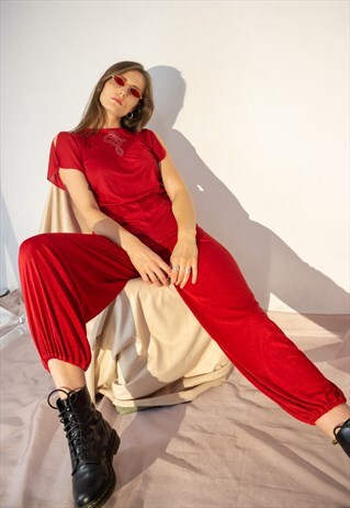 VINTAGE 80S RED JUMPSUIT