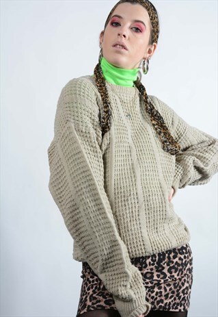 VINTAGE KNITTED JUMPER IN BEIGE
