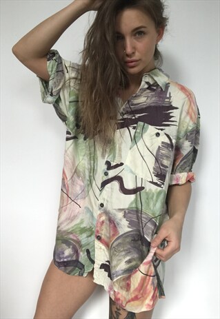 PATTERNED OVERSIZED RETRO VINTAGE UNISEX FESTIVAL SHIRT