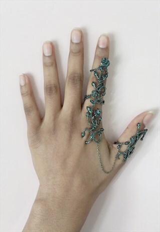 BLACK FULL FINGER CRYSTAL KNUCKLE RING - SURADESIRES