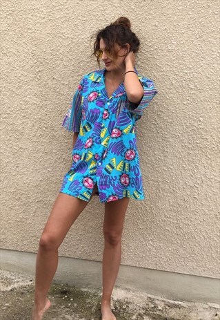 PATTERNED OVERSIZED RETRO VINTAGE UNISEX FESTIVAL SHIRT