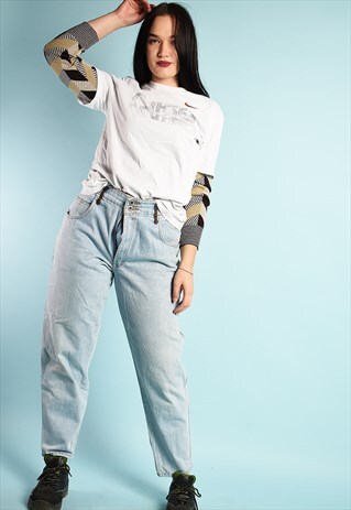 VINTAGE 90'S RETRO HIGHWAISTED DENIM JEANS IN BLUE