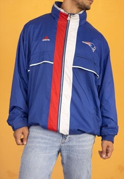 VIntage Adidas NFL Patriots Jacket in BLue XL