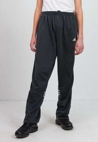 VINTAGE RETRO GREY ADIDAS TRACK JOGGERS BOTTOMS
