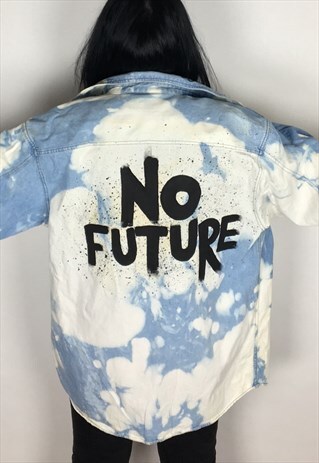 NO FUTURE ACID WASH/HAND PAINTED TRADER DENIM SHIRT