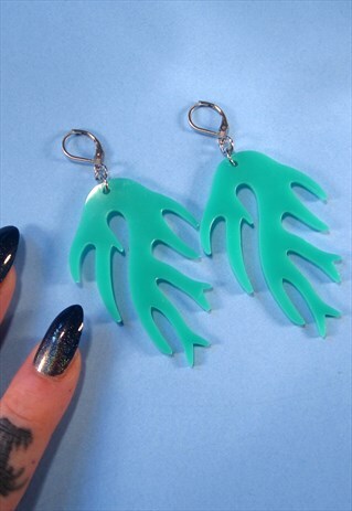 MINT SEAWEED MERMAID KITSCH FESTIVAL EARRINGS