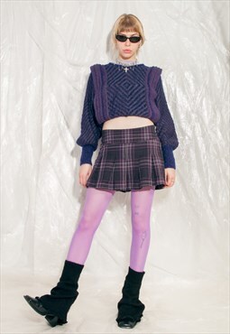 Vintage Knit Jumper 80s Sci-Fi Sweater in Purple