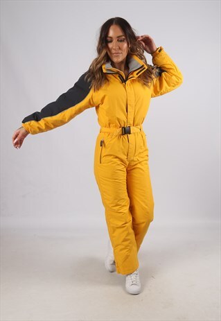 VINTAGE QUECHUA FULL SKI SUIT SNOW PETITE UK 6 - 8 (X2K)
