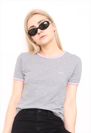 VINTAGE 90S FILA GREY LOGO TOP T-SHIRT