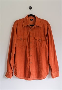 Unisex Vintage Rust Orange Corduroy Long Sleeve Shirt