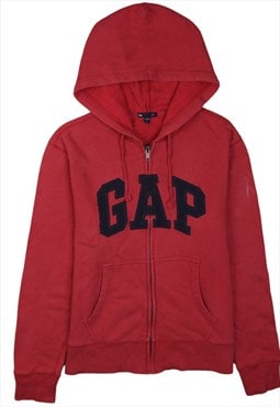 Vintage 90's Gap Hoodie Spellout Full Zip Up Red Small