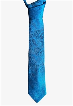 Vintage 90s Chaps Blue Paisley Print Tie