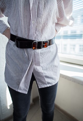 VINTAGE 70'S BROWN VARNISHED BELT