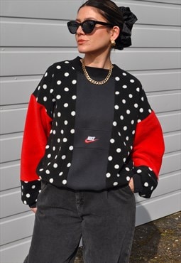 90's vintage Nike reworked polka dot fleece sweatshirt