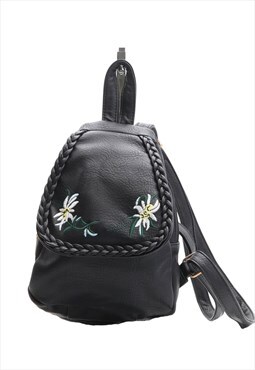 Vintage Floral Leather Rucksack Handbag