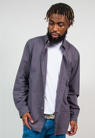 RALPH LAUREN SHIRT BLUE CHECK PATTERN