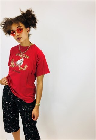 CUTE VINTAGE EMBROIDERED FRENCH FLORAL T SHIRT