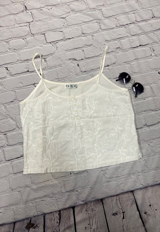 VINTAGE EMBROIDERED CROPPED VEST TOP