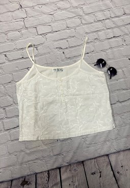 Vintage Embroidered Cropped Vest Top