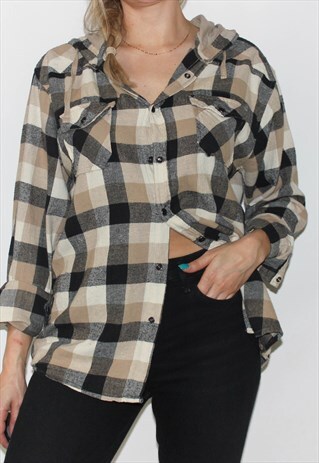 VINTAGE 90'S OVERSIZED SOFT CHECK FLANNEL BOYFRIEND SHIRT