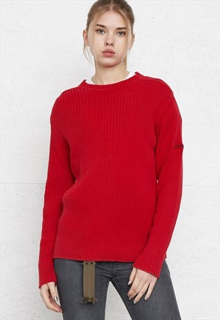 VINTAGE RED POLO RALPH LAUREN ROUND NECK KNIT JUMPER SWEATER