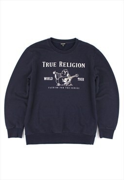 True Religion Navy Blue Buddha Crewneck