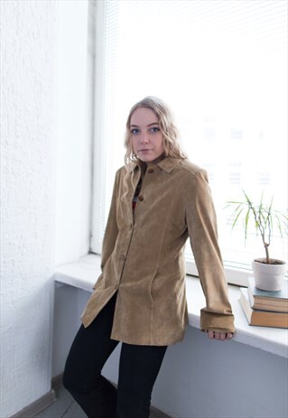 VINTAGE 80'S BROWN SOFT SUEDE JACKET